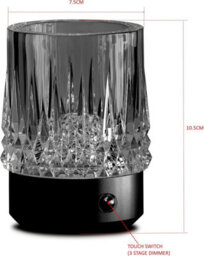 Lighting Supermarket Glass Tumbler Style Rechargeable Usb Silver Table Lamp - 3 Brightness Settings - thumbnail 4