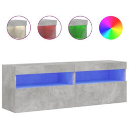 Berkfield Durable Tv Wall Cabinets With Led Lights 2 Pcs Concrete Grey 60X30X40 Cm - thumbnail 1