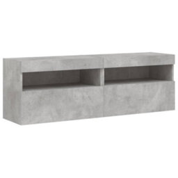 Berkfield Durable Tv Wall Cabinets With Led Lights 2 Pcs Concrete Grey 60X30X40 Cm - thumbnail 3