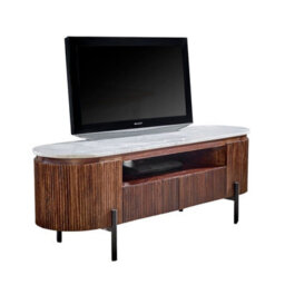 Alston Mango Wood Tv Cabinet With Marble Top & Metal Legs