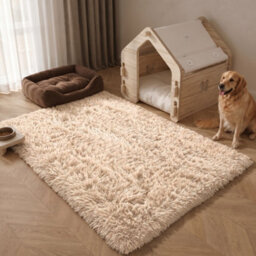 Oxford Homeware Shaggy Rug Anti-Slip Washable Soft Fluffy Living Room And Bedroom Rug (Beige, 60X110Cm) - thumbnail 1