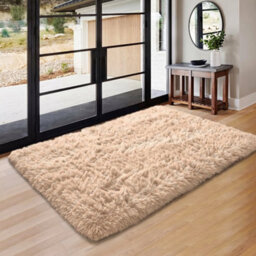 Oxford Homeware Shaggy Rug Anti-Slip Washable Soft Fluffy Living Room And Bedroom Rug (Beige, 60X110Cm) - thumbnail 6