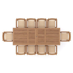 Eterna Mylor Teak Garden Outdoor Dining Table & 10 Seat Chair Set - With Green Cushions - thumbnail 5