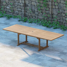 Eterna Mylor Teak Garden Outdoor Dining Table & 10 Seat Chair Set - With Green Cushions - thumbnail 4