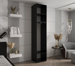 Arte Stylish Black Inova Ii Hinged Door Wardrobe W500mm H2370mm D470mm - Compact Storage With Gold Round Handle - thumbnail 4