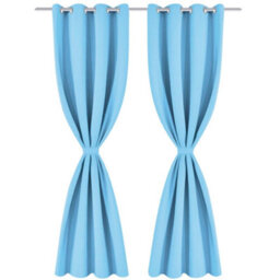 Berkfield Blackout Curtain With Metal Eyelets 270X245 Cm Turquoise - thumbnail 3