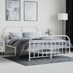 Berkfield Metal Bed Frame With Headboard And Footboard White 150X200 Cm - thumbnail 3