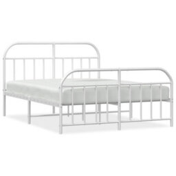 Berkfield Metal Bed Frame With Headboard And Footboard White 150X200 Cm - thumbnail 2