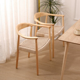 Nordlys Set Of 2 Wood And Rope Dining Chairs Exotic Boho Dining Room - thumbnail 4