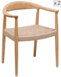 Nordlys Set Of 2 Wood And Rope Dining Chairs Exotic Boho Dining Room - thumbnail 2