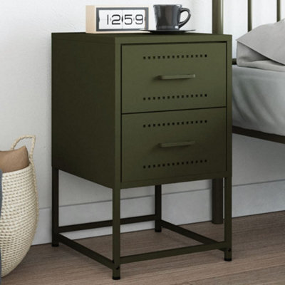 Berkfield Bedside Cabinet Olive Green 36X39X60.5 Cm Steel - image 1