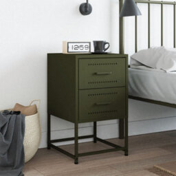 Berkfield Bedside Cabinet Olive Green 36X39X60.5 Cm Steel - thumbnail 3