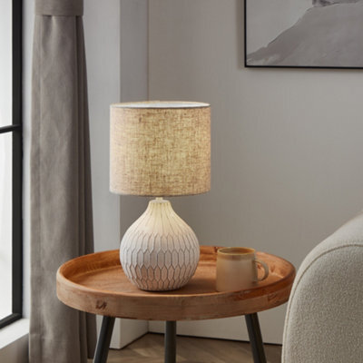 Eglo Bellariva 3 White Ceramic & Fabric Shade Table Lamp - image 1