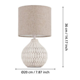 Eglo Bellariva 3 White Ceramic & Fabric Shade Table Lamp - thumbnail 5