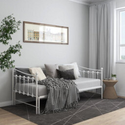 Berkfield Pull-Out Sofa Bed Frame White Metal 90X200 Cm - thumbnail 4