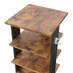 Thehotsale 8 Tier Square Stable And Heavy-Duty Original Wood Color Particle Board Shoe Rack With Hooks - thumbnail 6
