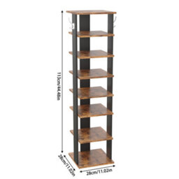 Thehotsale 8 Tier Square Stable And Heavy-Duty Original Wood Color Particle Board Shoe Rack With Hooks - thumbnail 9