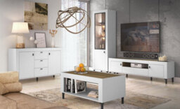 Arte Mossa Modern Sideboard Cabinet In White & Oak - W1370mm X H840mm X D400mm - thumbnail 3
