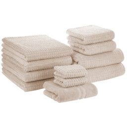 Beliani Set Of 11 Towels Atai Cotton Beige - thumbnail 1