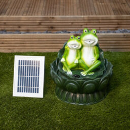 Gardenwize Outdoor Garden Two Frogs On A Lily Pad Water Feature Fountain + Battery Back Up - thumbnail 3