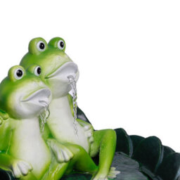Gardenwize Outdoor Garden Two Frogs On A Lily Pad Water Feature Fountain + Battery Back Up - thumbnail 2