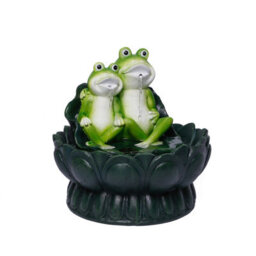 Gardenwize Outdoor Garden Two Frogs On A Lily Pad Water Feature Fountain + Battery Back Up - thumbnail 1