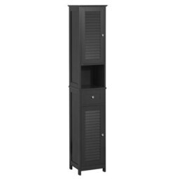 Sobuy Frg236-Dg,freestanding Bathroom Storage Cabinet With 2 Doors Drawer And Open Shelf Narrow Furniture For Toilet,grey - thumbnail 7