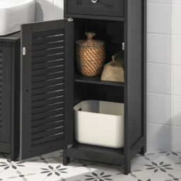 Sobuy Frg236-Dg,freestanding Bathroom Storage Cabinet With 2 Doors Drawer And Open Shelf Narrow Furniture For Toilet,grey - thumbnail 5