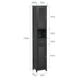 Sobuy Frg236-Dg,freestanding Bathroom Storage Cabinet With 2 Doors Drawer And Open Shelf Narrow Furniture For Toilet,grey - thumbnail 2
