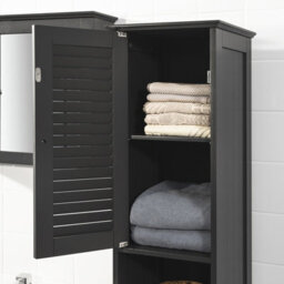Sobuy Frg236-Dg,freestanding Bathroom Storage Cabinet With 2 Doors Drawer And Open Shelf Narrow Furniture For Toilet,grey - thumbnail 3