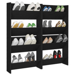 Walplus Wall Shoe Cabinets 4 Pcs Black 60X18X60 Cm Engineered Wood - thumbnail 4