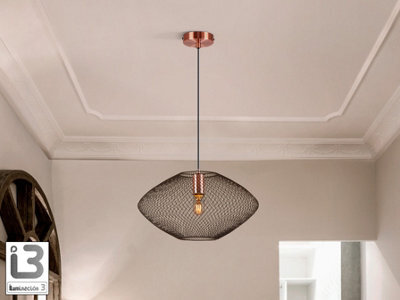 Luminosa Lighting Luminosa Melany Wire Frame Pendant Ceiling Light Black, Copper 1Xe27 - Uk Stock - image 1