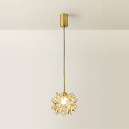 Valuelights Reine Clear Glass Flower Brushed Gold Thread Ceiling Pendant Light With Led Bulb - thumbnail 3