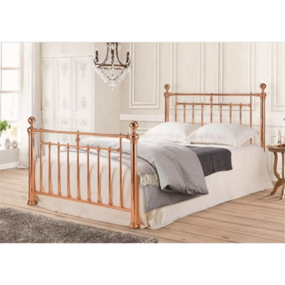 "TL Beds Rose Gold Finish Classic Metal Bed Frame - Double 4Ft 6"""