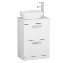 Royal Bathrooms 600mm Floor Standing Vanity Unit 2 Drawer Gloss White & Countertop Basin - Elva - thumbnail 4