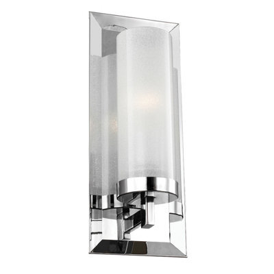 Elegant Ip44 Wall Light With White Sugar Glass Shade And Chrome Finish