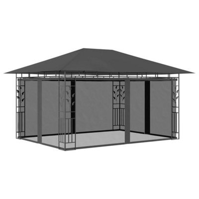 Walplus Gazebo With Mosquito Net 4X3X2.73 M Anthracite 180 G/ma - image 1