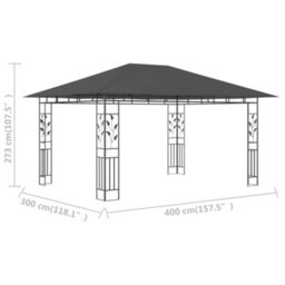 Walplus Gazebo With Mosquito Net 4X3X2.73 M Anthracite 180 G/ma - thumbnail 6