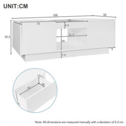 Abrihome Led Coffee Table For Living Room, Modern Coffee Table With Storage With Led Lights, 2 Tiers And 2 Drawers, White - thumbnail 7