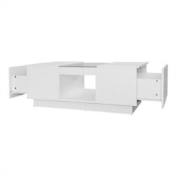 Abrihome Led Coffee Table For Living Room, Modern Coffee Table With Storage With Led Lights, 2 Tiers And 2 Drawers, White - thumbnail 6