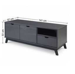 Mercers Furniture Scandian Large Widescreen Tv Video Media Unit Grey Solid Wood Pine Wooden Television Stand Large 140Cm 2 Doors 1 Drawer - thumbnail 8