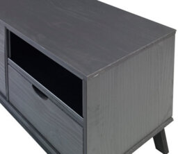 Mercers Furniture Scandian Large Widescreen Tv Video Media Unit Grey Solid Wood Pine Wooden Television Stand Large 140Cm 2 Doors 1 Drawer - thumbnail 6