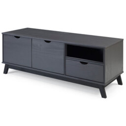 Mercers Furniture Scandian Large Widescreen Tv Video Media Unit Grey Solid Wood Pine Wooden Television Stand Large 140Cm 2 Doors 1 Drawer - thumbnail 3