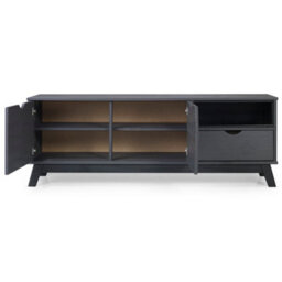 Mercers Furniture Scandian Large Widescreen Tv Video Media Unit Grey Solid Wood Pine Wooden Television Stand Large 140Cm 2 Doors 1 Drawer - thumbnail 5