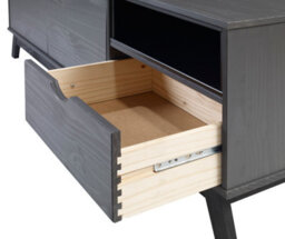 Mercers Furniture Scandian Large Widescreen Tv Video Media Unit Grey Solid Wood Pine Wooden Television Stand Large 140Cm 2 Doors 1 Drawer - thumbnail 7