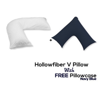Chilimilii V Pillow With Free V Pillowcase Polycotton Cover Orthopedic Neck & Back Support Hollowfiber Filled Pillow