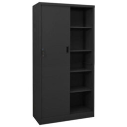 Berkfield Durable Office Cabinet With Sliding Door Anthracite 90X40X180 Cm Steel