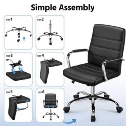 Office Desk Chair Swivel Pu Leather Chair - thumbnail 3