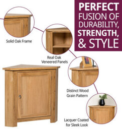Hallowood Furniture Waverly Oak Low Corner Cupboard With Shelf - thumbnail 2