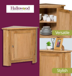 Hallowood Furniture Waverly Oak Low Corner Cupboard With Shelf - thumbnail 4